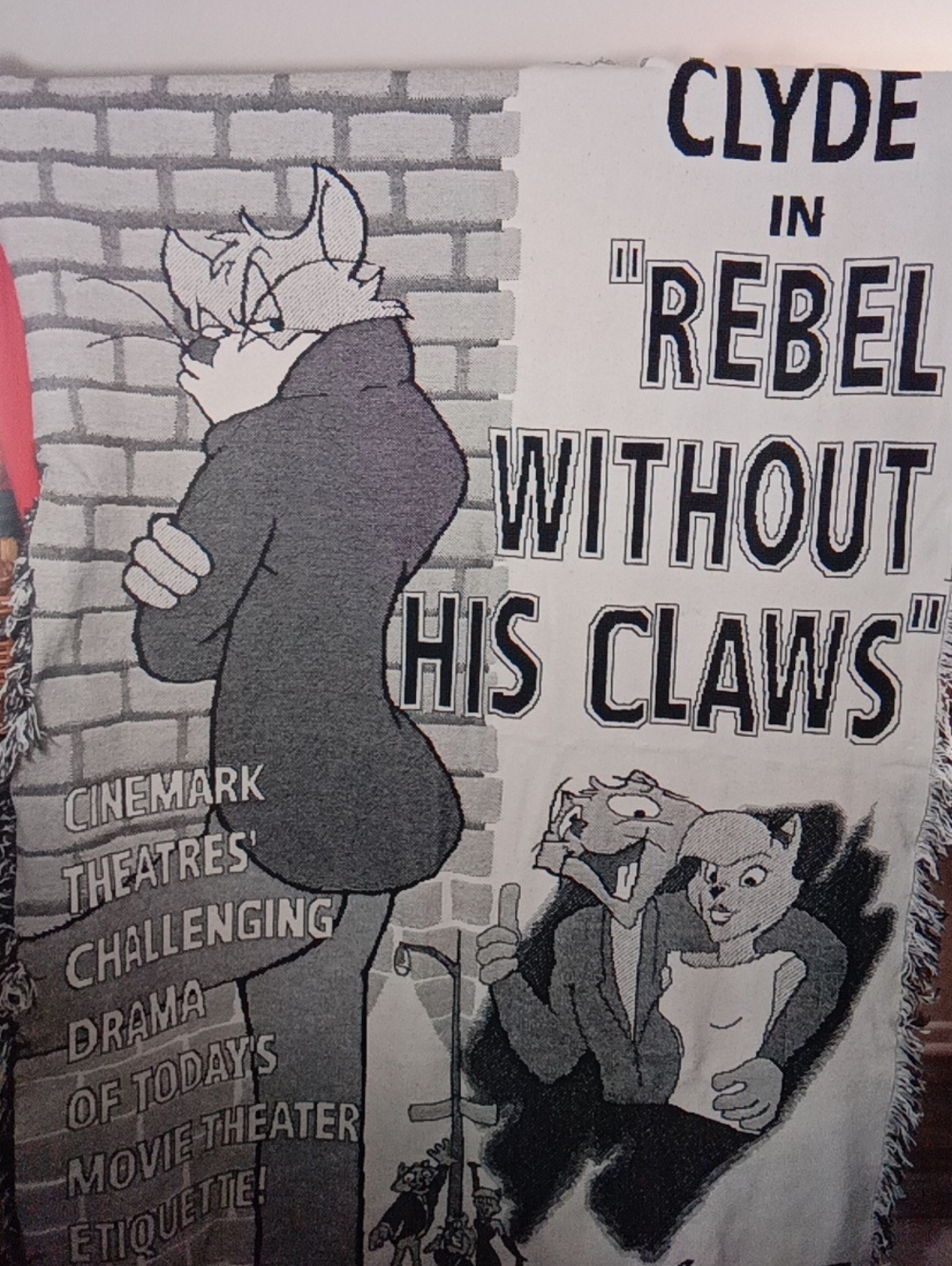 Vintage Cartoon Movie Poster Throw Blanket - Black & White